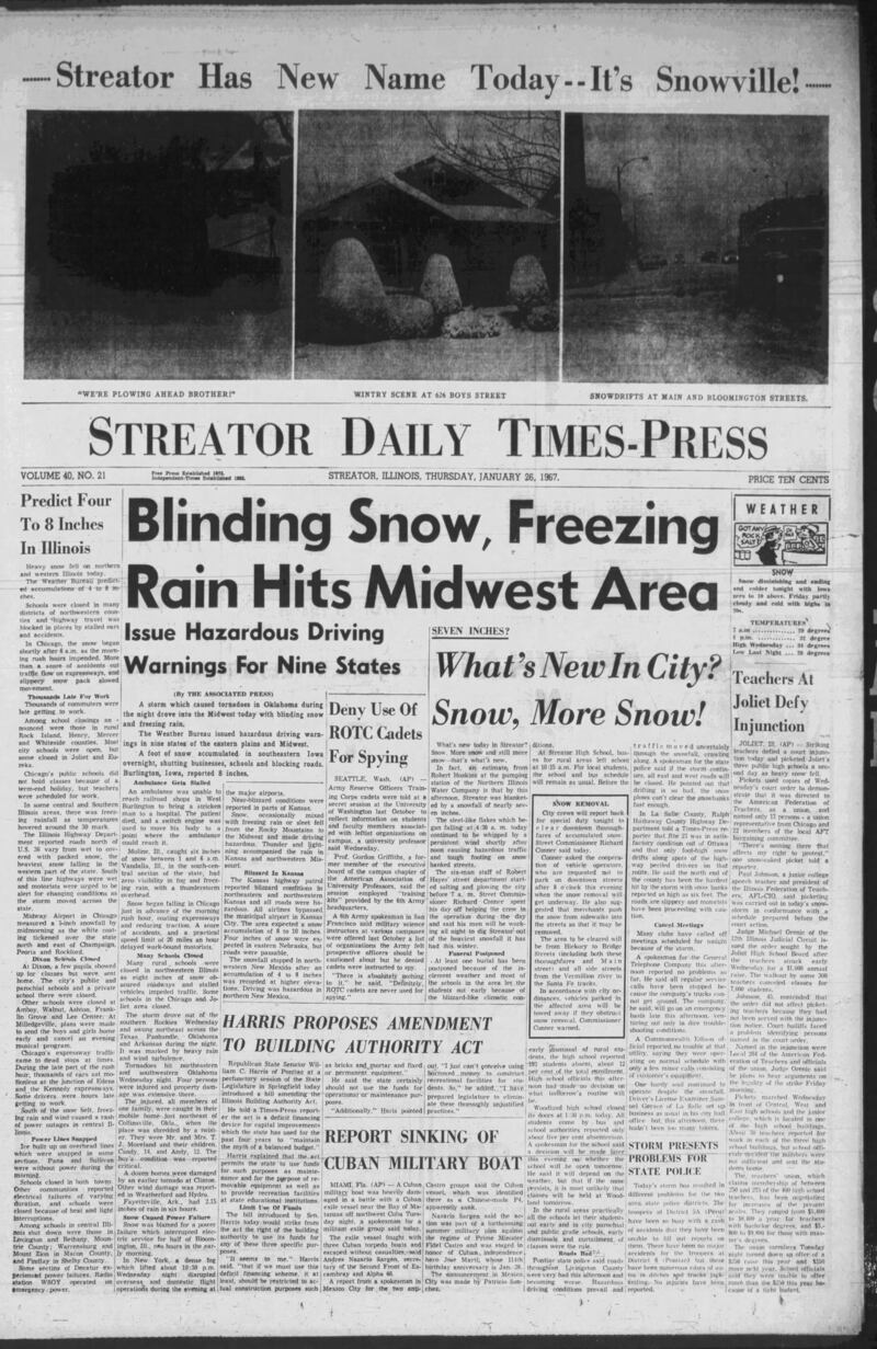 The Times cover for Jan. 26, 1967