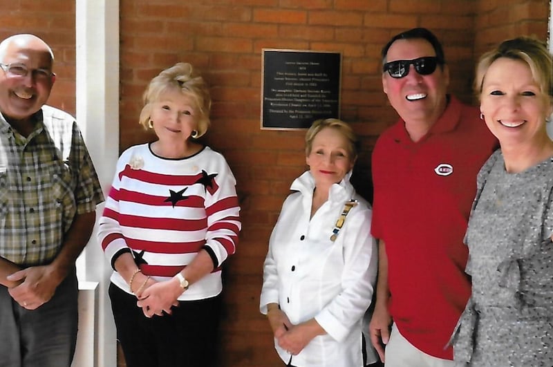 Princeton Mayor Ray Mabry; Sue Stutzke, America 250! chair Nancy Gartner, Regent; and Todd and Vicki Dennis