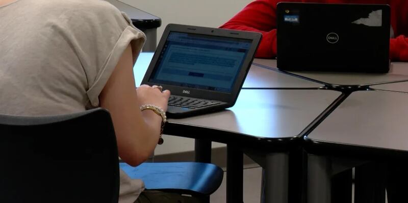 Students are pictured in a file photo working on laptops at Lanphier High School in Springfield.