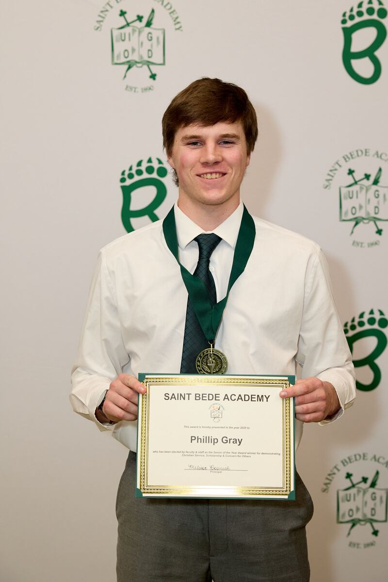 Phillip Gray was named St. Bede Academy’s senior of the year at the 51st honors banquet on Tuesday, April 24, 2025.
