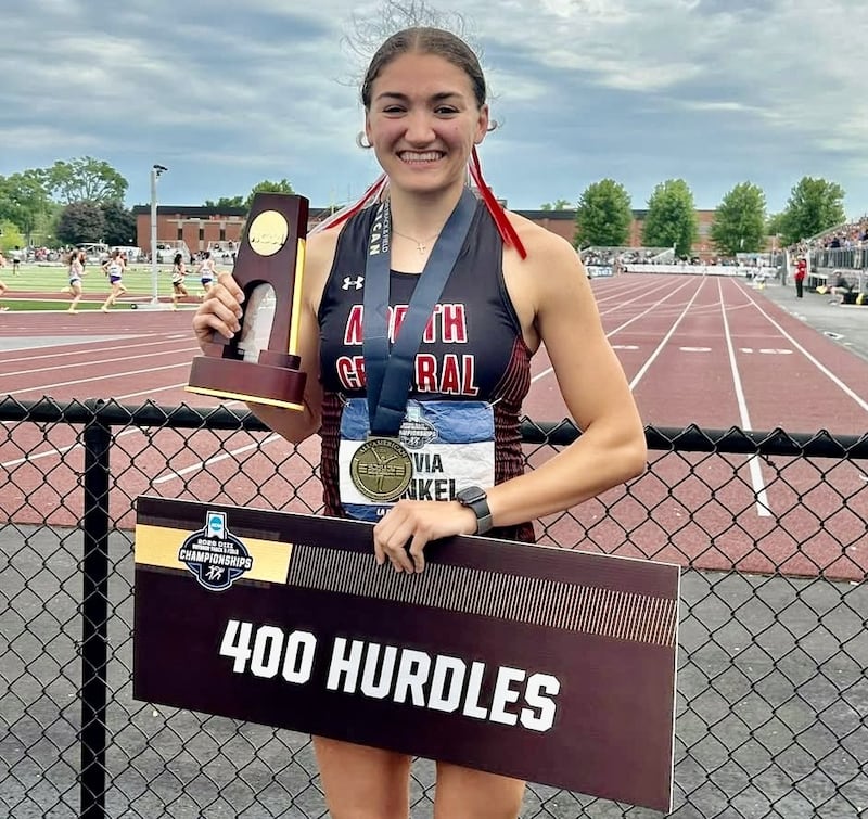 Former Rochelle student-athlete Alivia Henkel won the 400-meter hurdle title for North Central College during the NCAA Division III National Championships in La Crosse, Wisconsin.