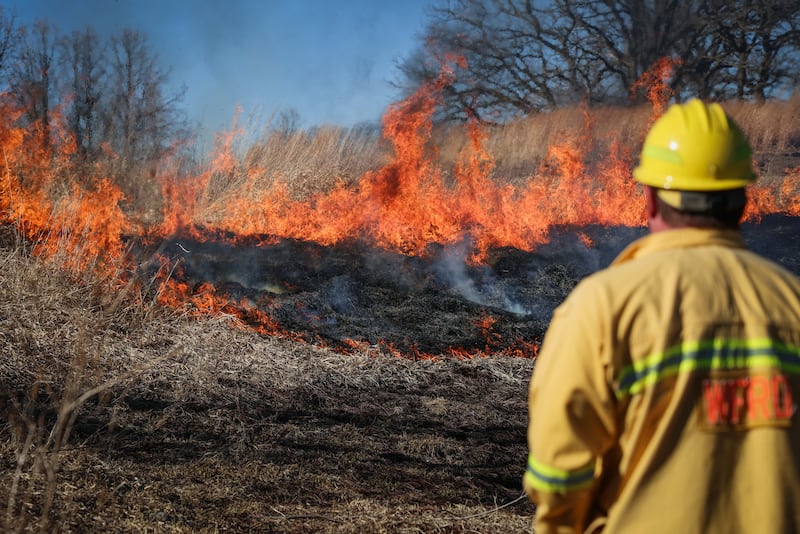 Nearly 30 acres burned in a brush fire near Marengo Monday, March 9, 2026.