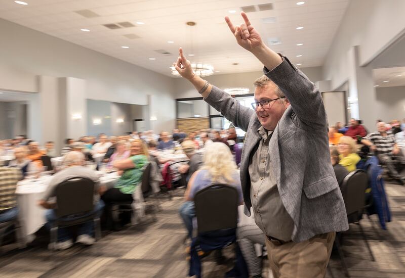 Self Help client Sean Hopson celebrates his Male Leadership Award Thursday, Oct. 16, 2025, during the annual Self Help Awards.