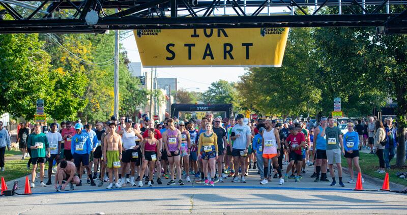 Hundreds line up at the start of the 10K race during the 46th annual DeKalb Corn Classic on Sept. 28, 2025, in DeKalb.
