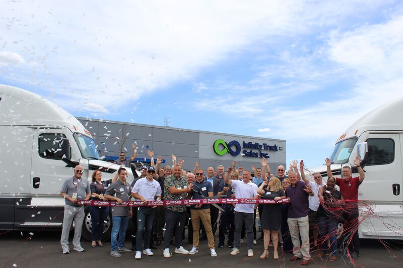 The DeKalb Chamber of Commerce celebrating Infinity Truck Sales Inc. grand opening