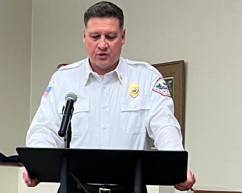 St. Charles Fire Chief Jeremy Mauthe announces the department's Employer Support of the Guard and Reserve “Patriot Award” from the Office of the Secretary of Defense during the Jan. 20, 2026 City Council meeting.