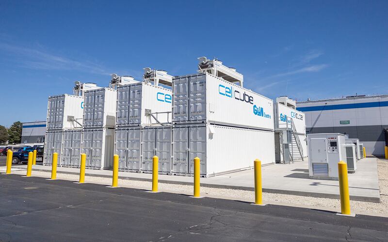 An industrial-scale battery storage facility at G&W Electric in Bolingbrook, which was installed in 2024.