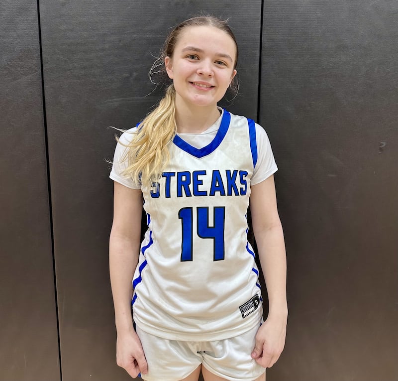 Woodstock's Reese Zawisza finished with 15 points to lead the Blue Streaks in their 46-38 comeback win over Woodstock North on Tuesday.