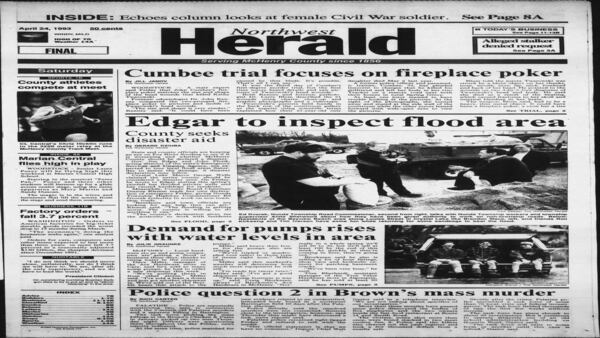 Historical covers for April 24: Gov. Edgar to inspect flood area