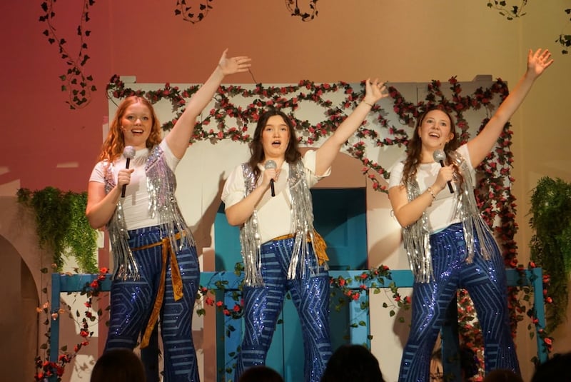 Cast members of La Salle-Peru High School's production of "Mamma Mia!" perform during rehearsal. The musical opens Friday, March 20 at Matthiessen Memorial Auditorium.