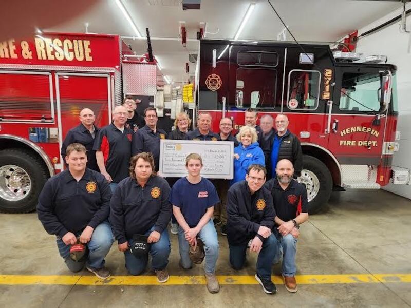 Members of Putnam County Rotary and the Granville-Hennepin Fire Protection District gathered on March 25, 2025, for presentation of Rotary's donation of $2,400. The grant will enable the District to upgrade educational technology used for firefighter, first responder and community training events.