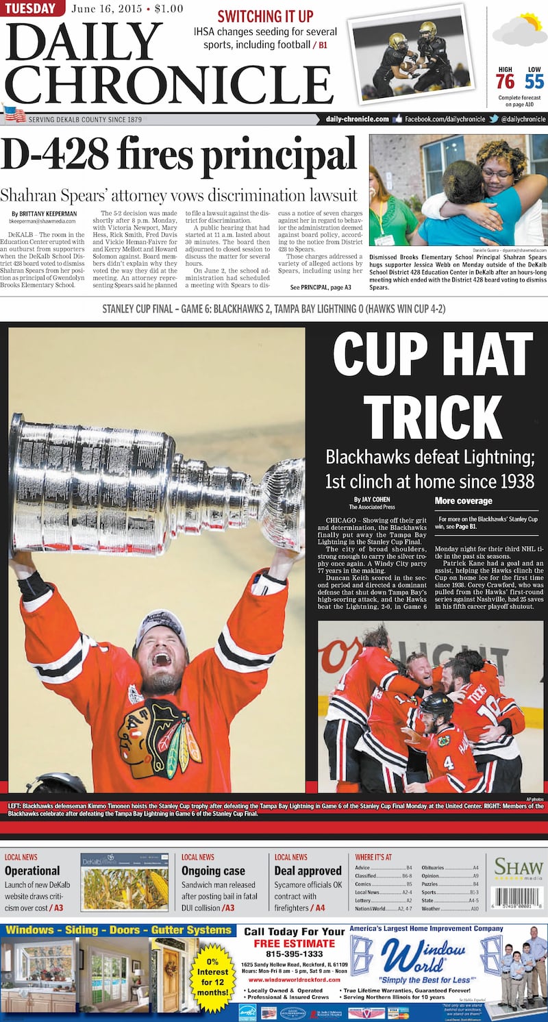 The Daily Chronicle cover: June 15, 2015