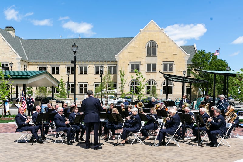 The American Legion Band performs during the Memorial Day Commemoration at Joliet City Square. May 20, 2026 in Joliet.