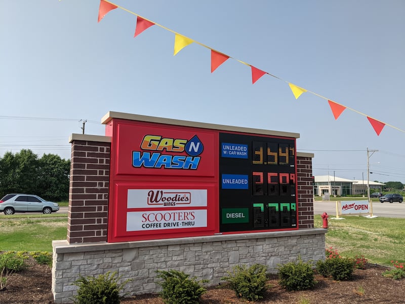 Scooter’s Coffee and Woodie’s Wings will be part of the offerings at the convenience store at Gas N Wash which recently opened on about 10 acres at the northeast corner of Orchard and Mill roads.