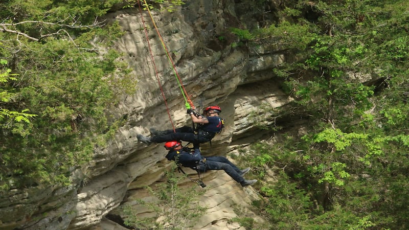 Photos: On belay! Illinois Valley firefighters learn rope rescue training at Starved Rock State Park