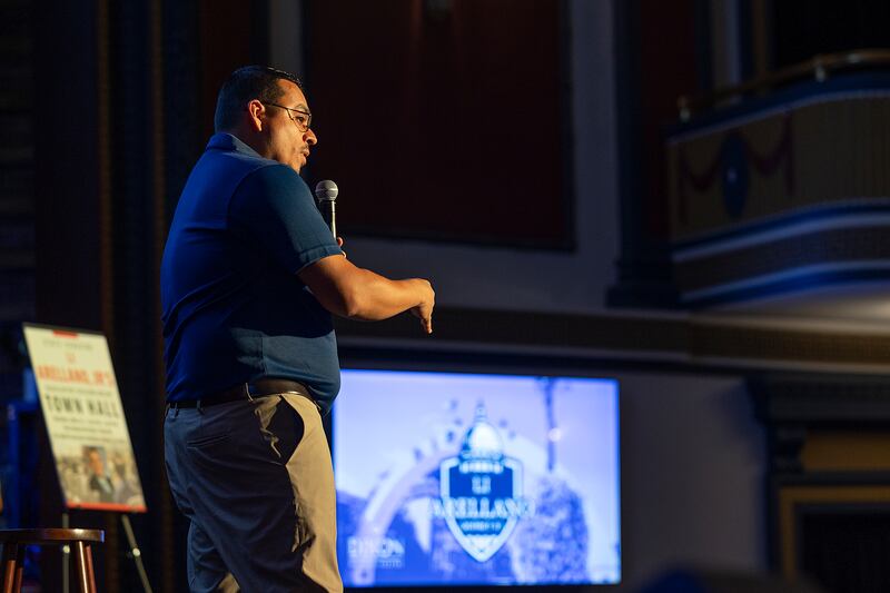 State Sen. Li Arellano speaks Tuesday,  June 24, 2025, during a town hall meeting at The Dixon Historic Theatre.