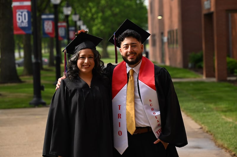 Mireya Leal Resendiz and Ali Salazar, a mother and son, both graduated with their associate's degrees on Saturday, May 16, 2026, from Kankakee Community College.