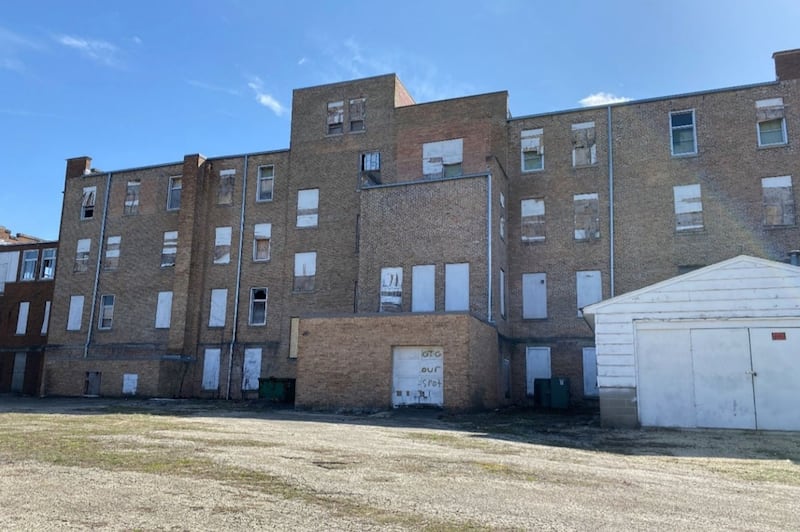 The long-vacant building at 145 Fisk Ave., the former St. Mary's Hospital, was built in 1922. The building, shown here in July 2025, has been the site of many proposals to revitalize the space, none with success.