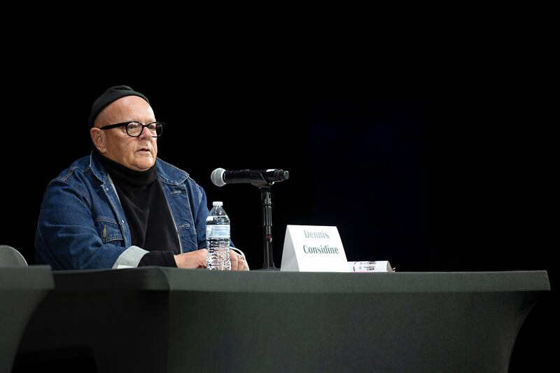 Dennis Considine speaks Thursday, March 16, 2023 during a Dixon candidates forum held at the Dixon Historic Theatre. Considine, currently a city council member, is running for mayor against Glen Hughes.