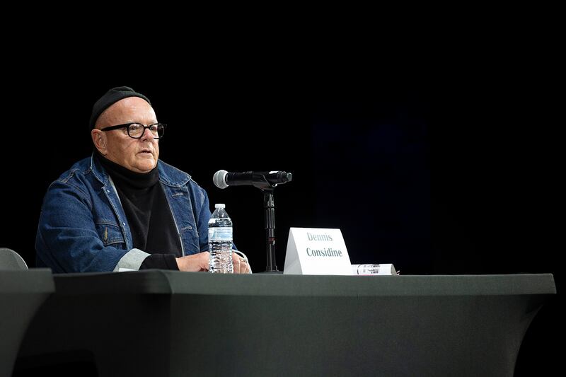 Dennis Considine speaks Thursday, March 16, 2023 during a Dixon candidates forum held at the Dixon Historic Theatre. Considine, currently a city council member, is running for mayor against Glen Hughes.