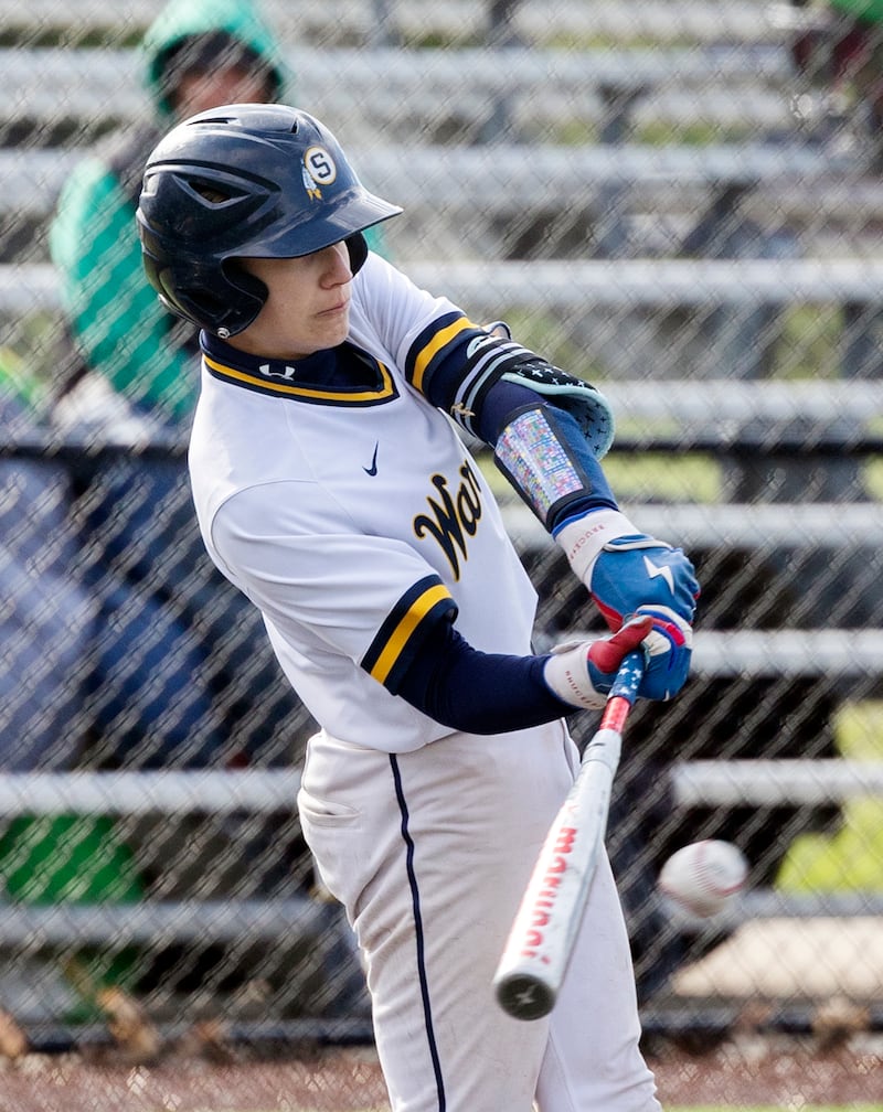 Sterling’s Danny Martinez gets an RBI on this single against Geneseo Wednesday, May 6, 2026.