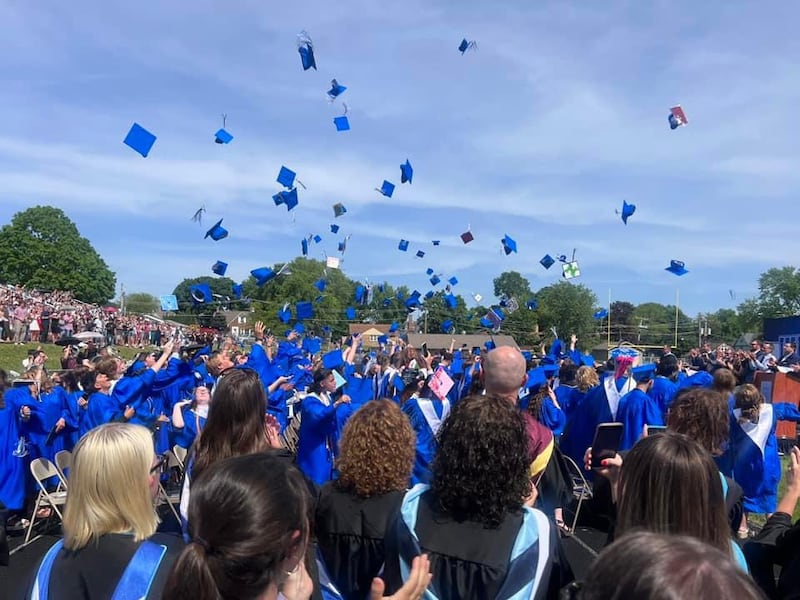The Woodstock High School class of 2025 celebrates graduation May 18, 2025 at Larry Dale Field.