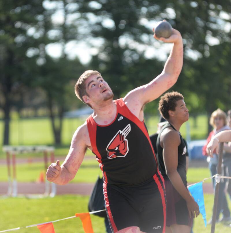 Forreston's Jakob Kobler took first place in the shot put during the 1A Oregon Sectional at Landers-Loomis Field on Friday, May 23, 2025. Kobler will compete at the state meet at Eastern Illinois University on Thursday, May 29.