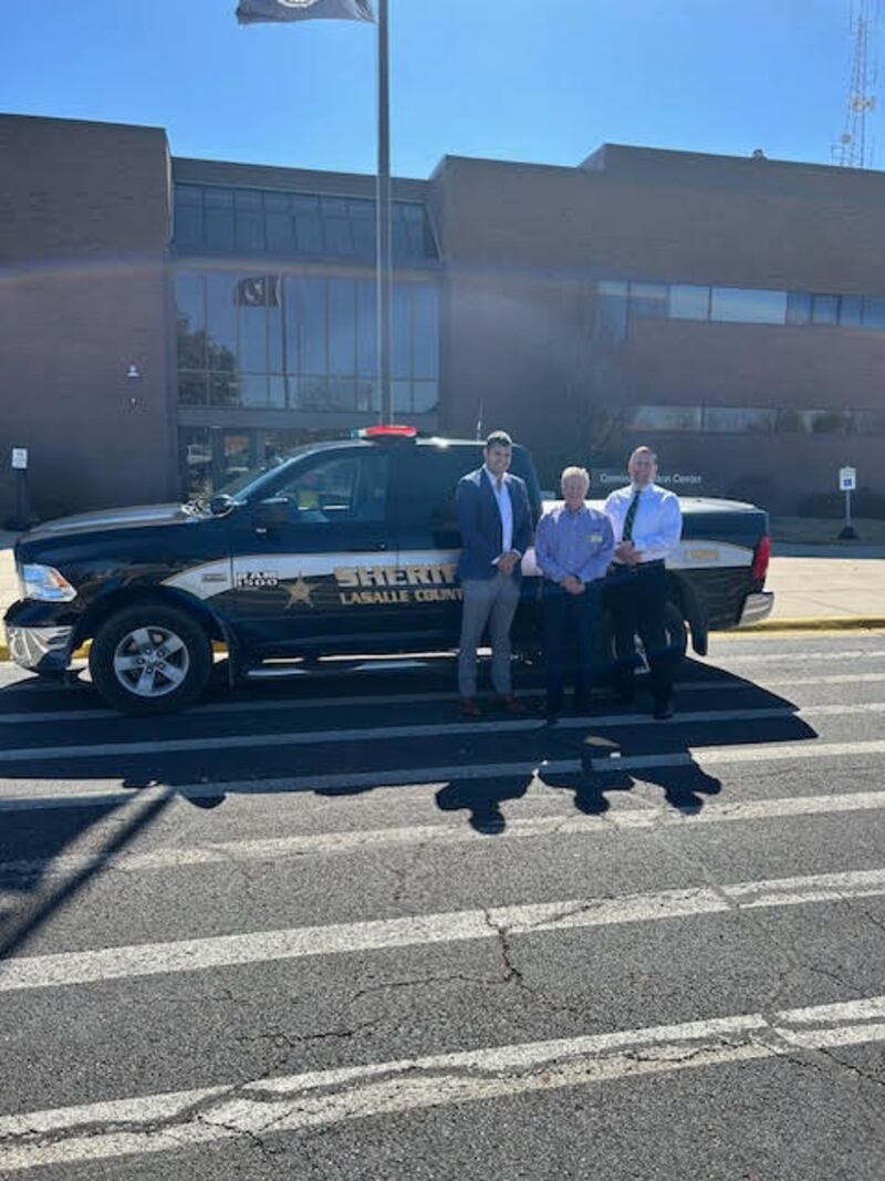 La Salle County Circuit Clerk Greg Vaccaro announced Monday, March 10, 2025, the Illinois Supreme Court has awarded a Court Technology Modernization grant in the amount of $171,980.34 to the La Salle County Courts. Pictured from left are Christiaan Burner of Quicket, La Salle County Circuit Clerk Greg Vaccaro and La Salle County Sheriff Adam Diss