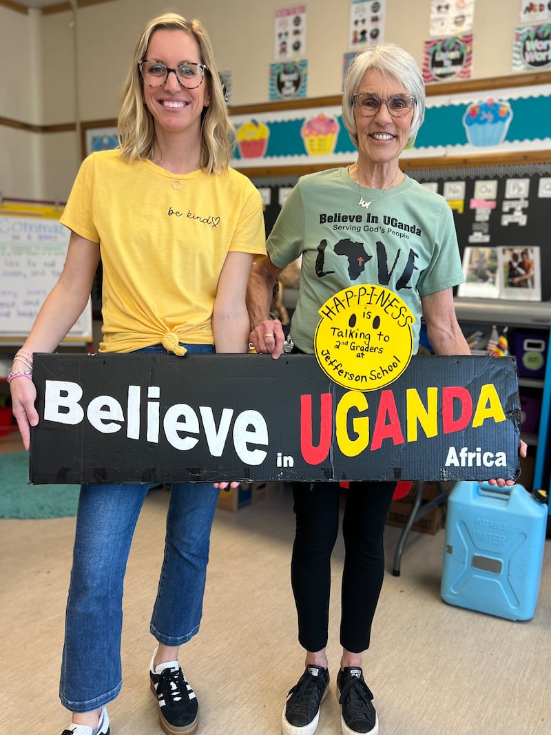 Jefferson Elementary School second grade teacher Carli Cade and Debbie Damron