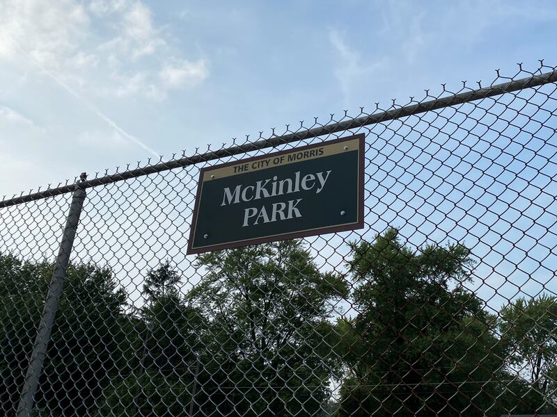 The sign for McKinley Park in Morris where the city is applying for an OSLAD grant for renovations.