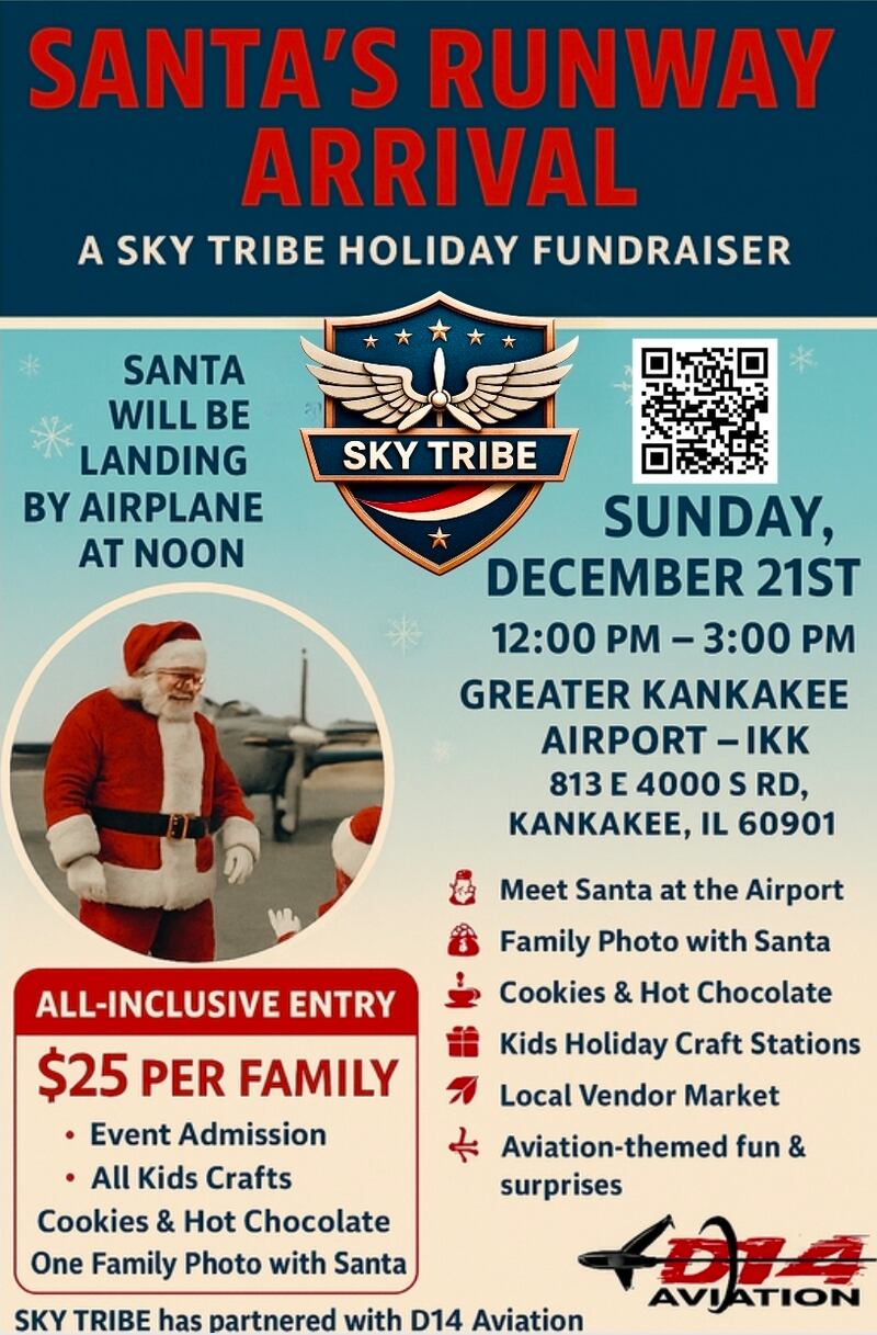 Santa's Runway Arrival Fundraiser, Dec 21. 2025