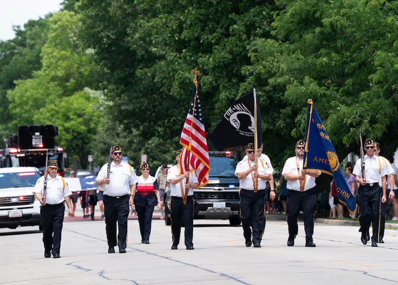 The colors are presented by the Geneva American Legion Post 75 at the start of  the 75th annual Swedish Days parade on Sunday, June 22, 2025 in downtown Geneva. The event, sponsored by the Geneva Chamber of Commerce, is the final event of the festival that ran June 18th-22th.