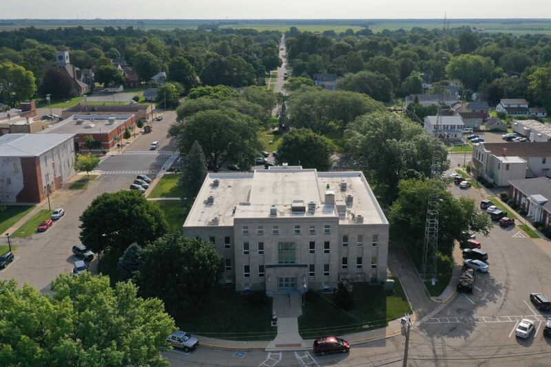 An aerial view of the Bureau County Courthouse on Tuesday, Aug. 20, 2024 in Princeton.