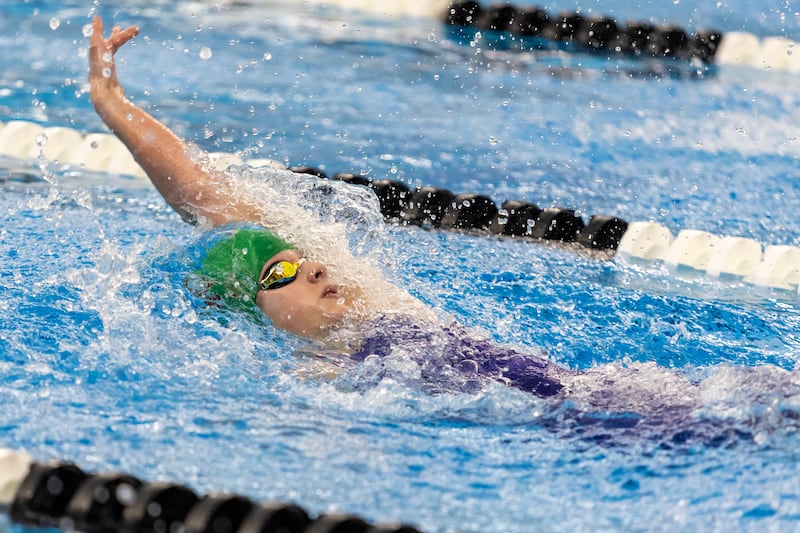 La Salle-Peru’s Samantha Nauman competes in the 200 Yard IM during the IHSA Girls State Swimming Preliminaries at FMC Natatorium in Westmont on Nov. 14, 2025.
