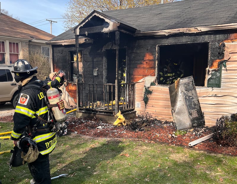 Firefighters with East Joliet Fire Protection District respond to a fire that led to a fatality on Wednesday, April 16, 2025, in the 500 block of Pontiac Street in Joliet Township.