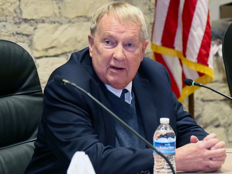 Jeffery Schielke, who is running for re-election in the Batavia mayoral race, answers a question during a candidate forum hosted by the League of Women Voters of Central Kane County on Tuesday, Feb. 4, 2025 at the Batavia City Hall.