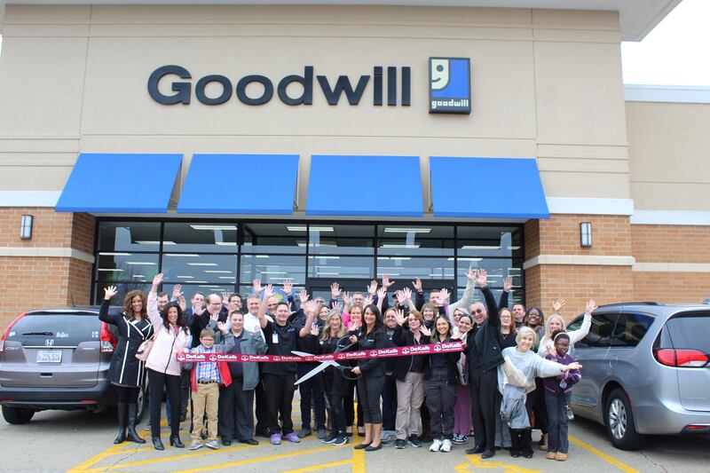 The DeKalb Chamber of Commerce celebrating Goodwill Industries of Northern Illinois' grand reopening
