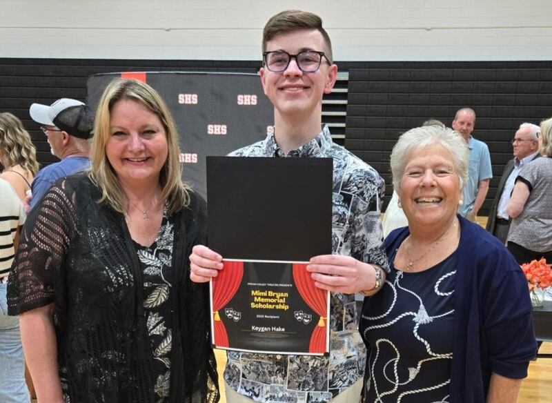 Keygan Hake poses after being named one of four recipients of the 2025 Indian Valley Theater Mimi Bryan Memorial Scholarship.