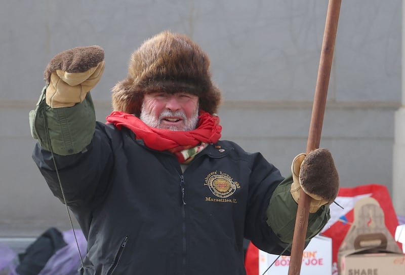 Devin Raikes of Marseilles Labors Local 393 attends the “Fight Like Hell” rally held by the National Association of Letter Carriers on Sunday, Feb. 22, 2026 at the United States Post Office in Peru.