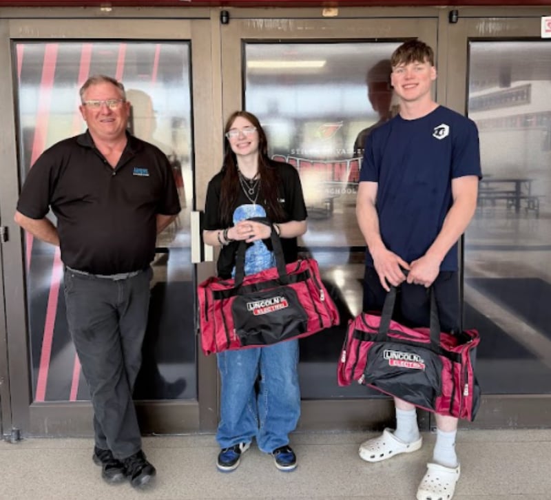 On Thursday, April 23, Stillman Valley High School students Kaleb Chambers and Faith Ashley received specialized equipment and materials from Rockford Airgas.