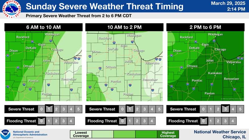 Northern Illinois could experience severe weather Sunday.