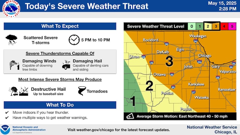 Northern Illinois could be in for severe weather May 15, 2025.