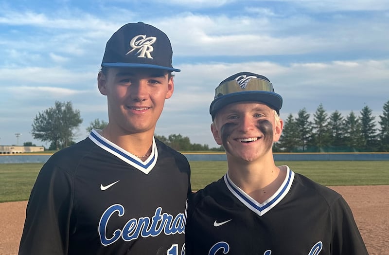 Burlington Central's Sam Maglares (left) and David Hintz