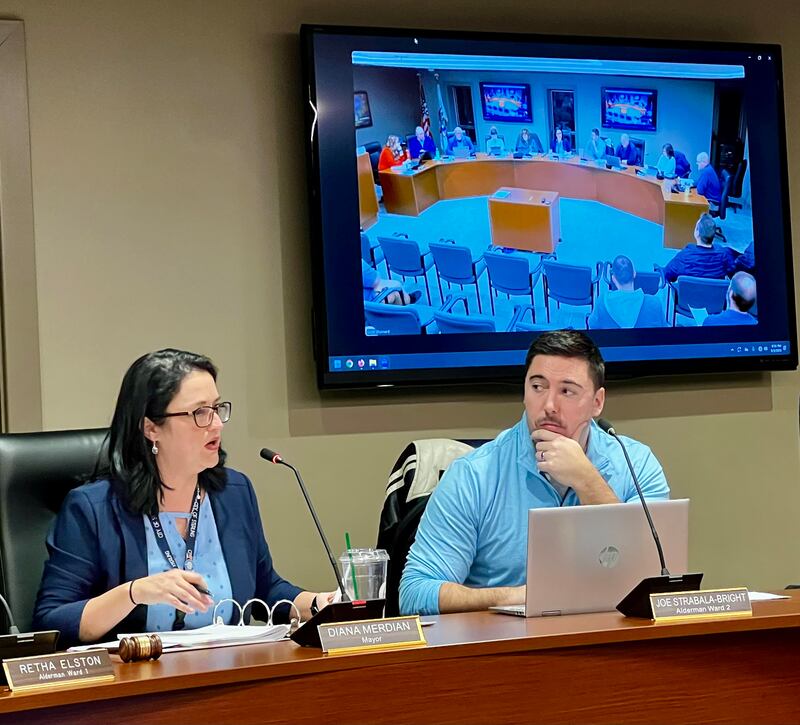 Sterling Mayor Diana Merdian speaks during a City Council meeting where the donation of two decommissioned Sterling police vehicles was approved on March 3, 2025.