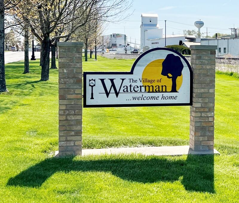 Village of Waterman welcome sign