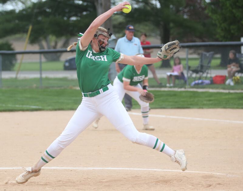 Seneca pitcher Tessa Krull lets go of a throw to St. Bede in a game last season at St. Bede Academy.