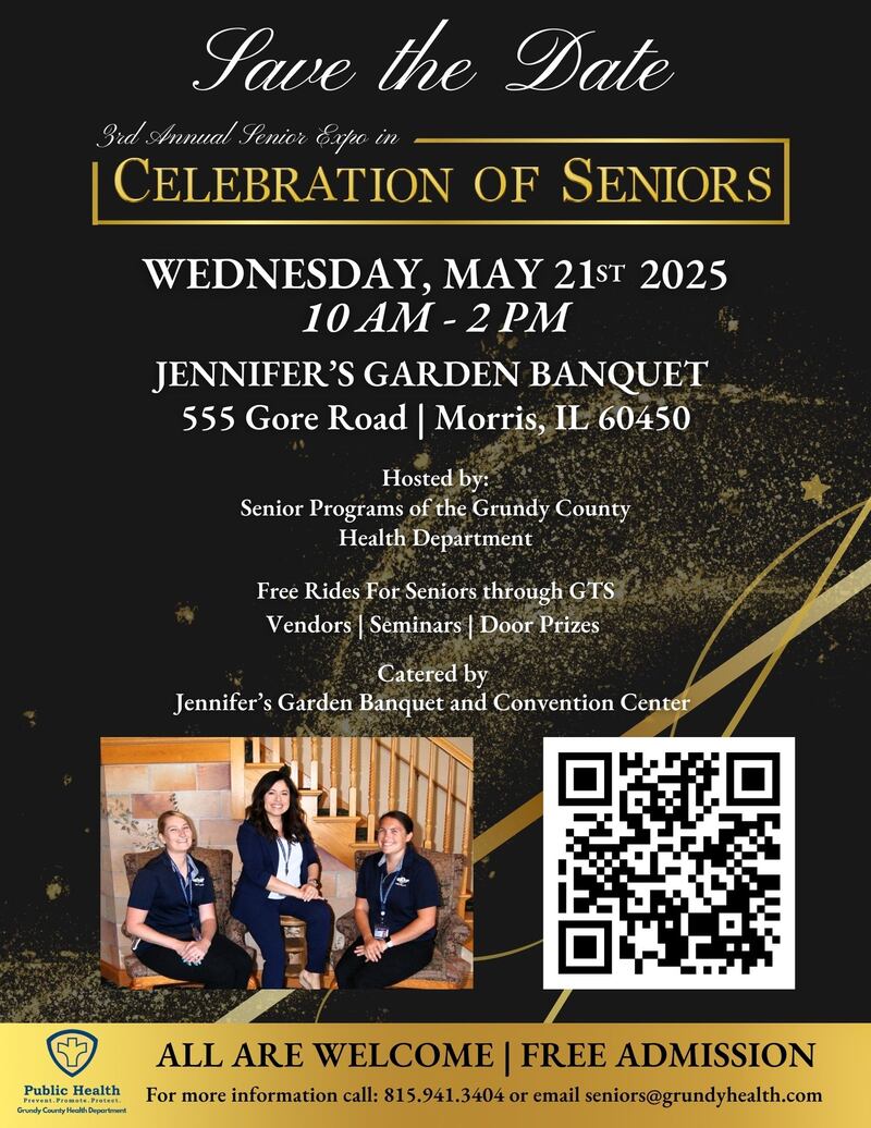 The Grundy County Health Department is again hosting its annual Celebration of Seniors Senior Expo from 10 a.m. to 2 p.m. Wednesday, May 21.