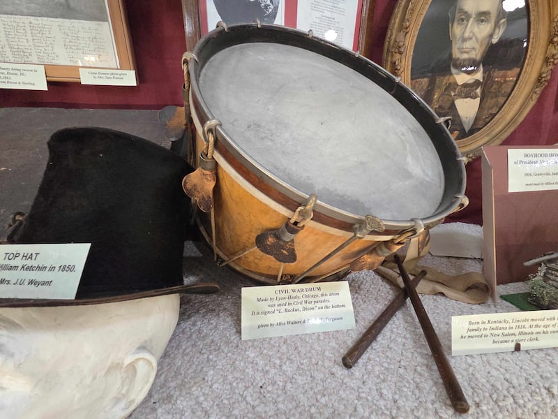 This Civil War drum is among the many Civil War artifacts on display at the Loveland History Museum in Dixon.