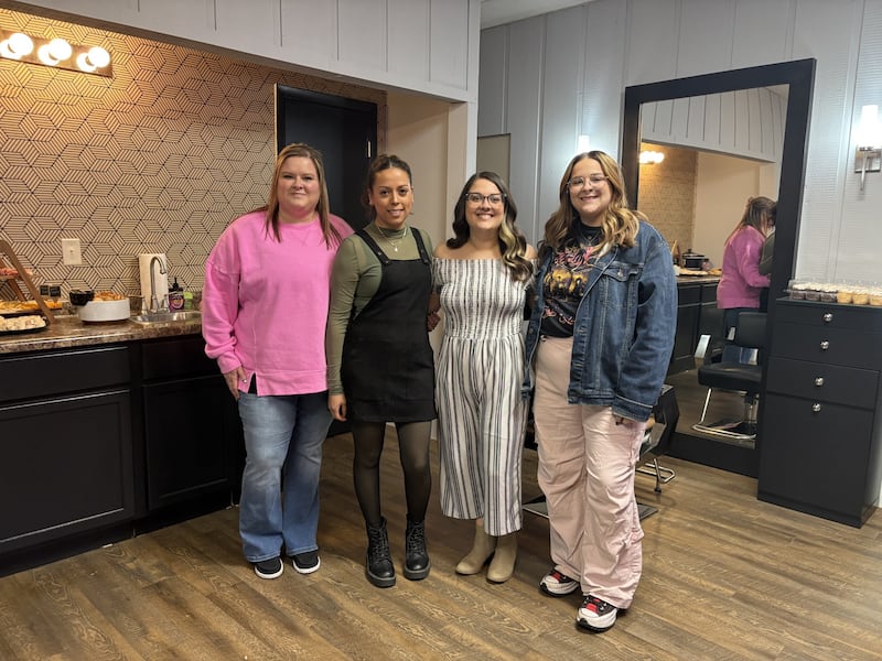 From left, Jessica Addis-McLaughlin, Celia Lopez, Tana Mareta and Brittany Brown pose inside Gloss Society during the salon’s opening Monday, Jan. 5, at its new location, 2320 St. Vincent Ave. in La Salle. The four longtime stylists recently combined forces and relocated the business to the St. Vincent Avenue space.