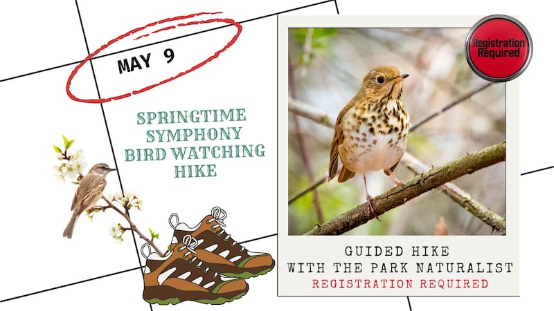 Springtime Symphony, a bird hike with the park’s naturalist, will be at 7 a.m. Saturday, May 9 at Starved Rock. Registration is required.